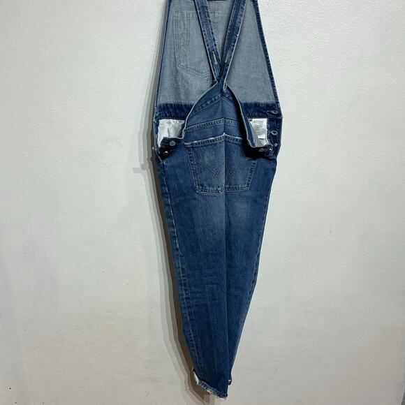 Levi's Blue Denim Distressed Straight Leg Overalls Sz M - Picture 8 of 12